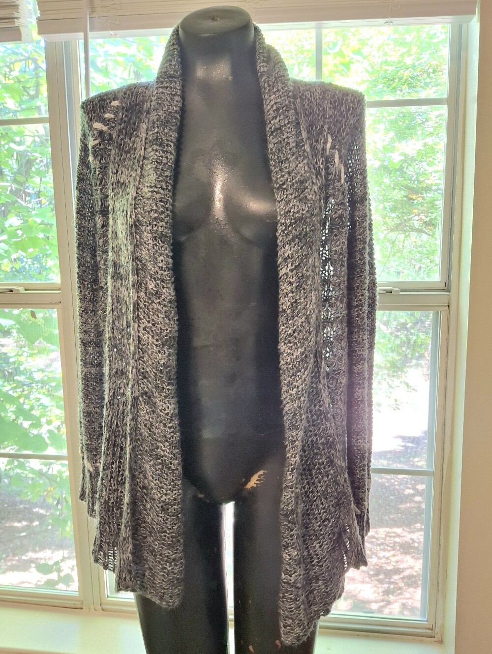 Amwrican Rag Co Gray Knit Open Front Cardigan Sweater Size Small Cozy Fall Boho